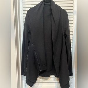 Black Lululemon wool blend open cardigan with zippers